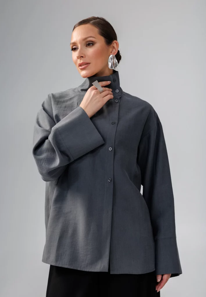Блузка Бекка, тёмно-серая, 64486/darkgrey — Обложка 3/4