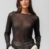 Лонгслив Зара ANNEN, чёрный, 64489/black — ракурс 4