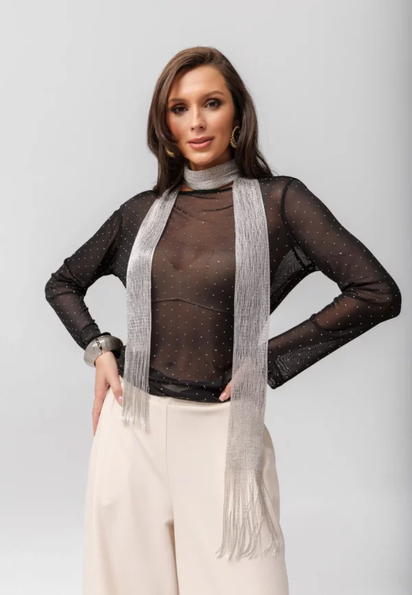 Лонгслив Зара ANNEN, чёрный, 64489/black — ракурс 6